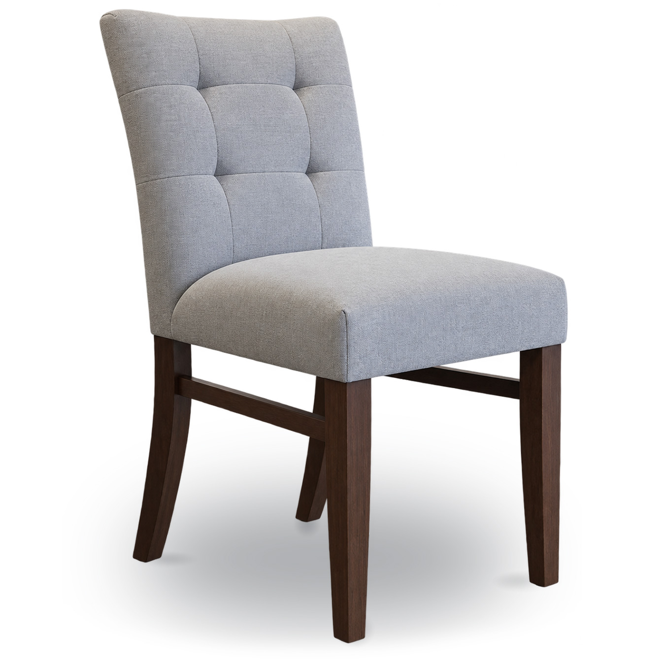 Silla Cameron Petit para comedor con respaldo acolchado y patas de madera maciza.