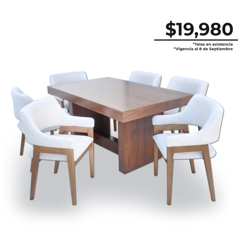 Comedor León de 6 sillas de madera con cubierta de 1.00 x 1.60 mts