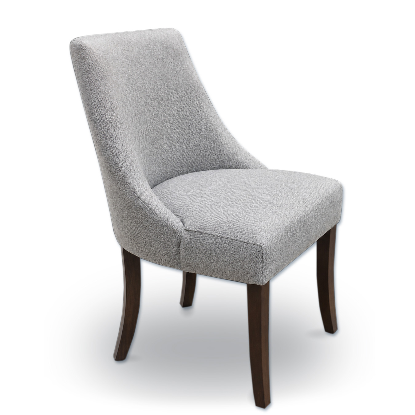 Silla Galery Petit tapizada en tela gris con patas de madera clara - Aragon Muebles
