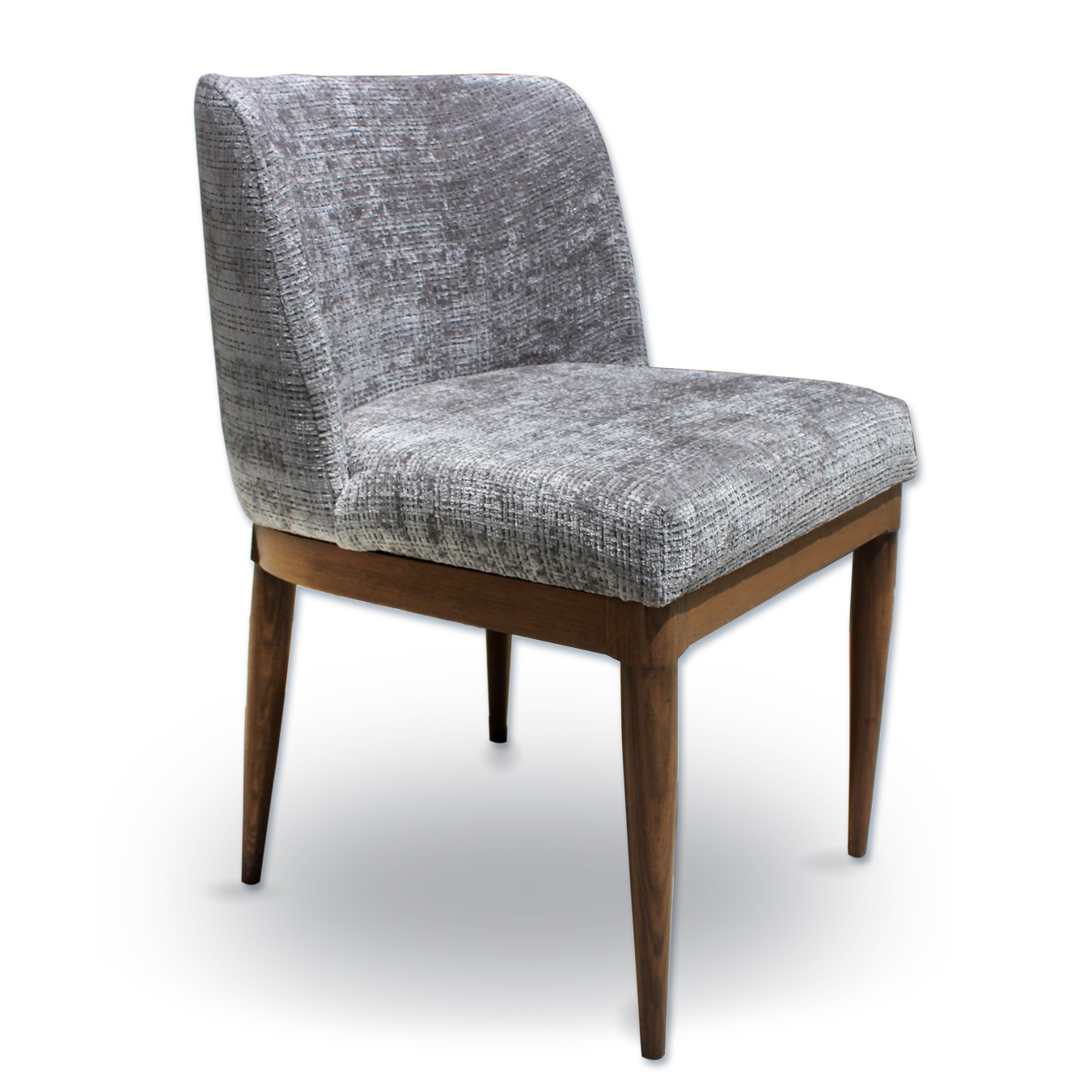 Silla Alagón para comedor con respaldo acolchado y patas de madera maciza.