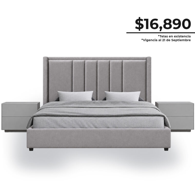 Recamara Bolonia completa con cabecera buros y base king size queen size o matrimonial